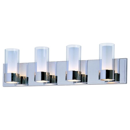 Maxim Four Light Polished Chrome Clear/Frosted Glass Vanity 23074CLFTPC